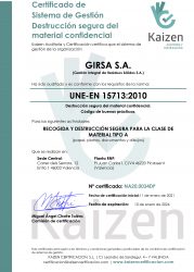 destrucción certificada de documentos de GIRSA